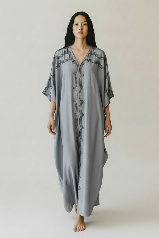 Charizma - Καφτάνι Με Διακοσμητικά Στρας & Αέρινη Γραμμή Γαλάζιο