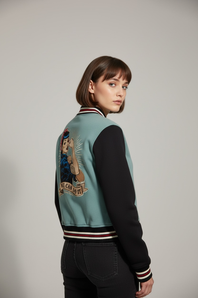 Queen Kerosin - Κολεγιακό Τζάκετ «We Can Do It» Μέντα