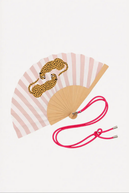 Woom – Pink Stripes Leopard Βεντάλια με Λουράκι Ώμου & Gift Box