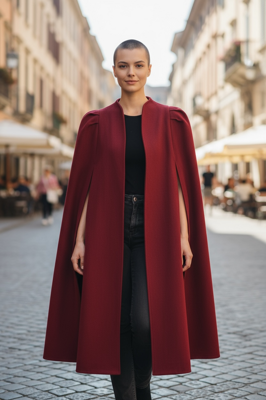 Charizma - Μακριά Κάπα Γκρι Μπορντό