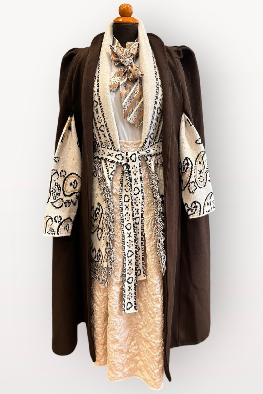 Charizma - Μακριά Κάπα Καφέ Σκούρο