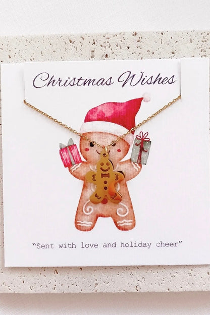 Queen Handmade Creations - Κολιέ Gingerbread με Χρυσό Επιχρυσωμένο Στοιχείο σε Κάρτα Δώρου