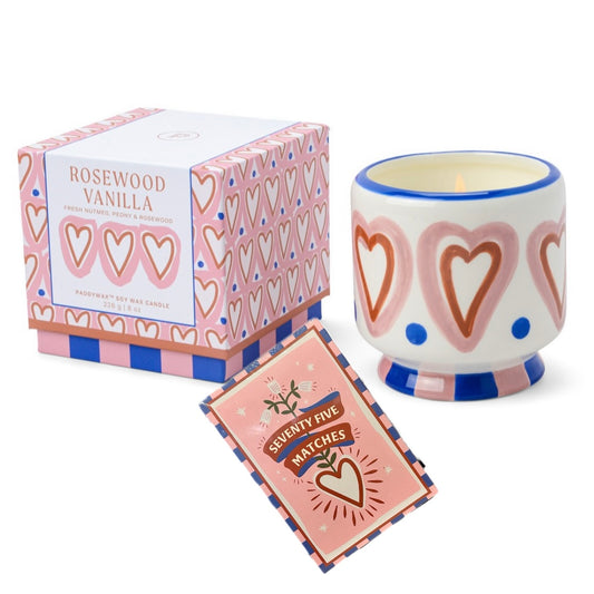 Paddywax A dopo Hearts - Κεραμικό κερί σόγιας, Rosewood Vanilla 226gr