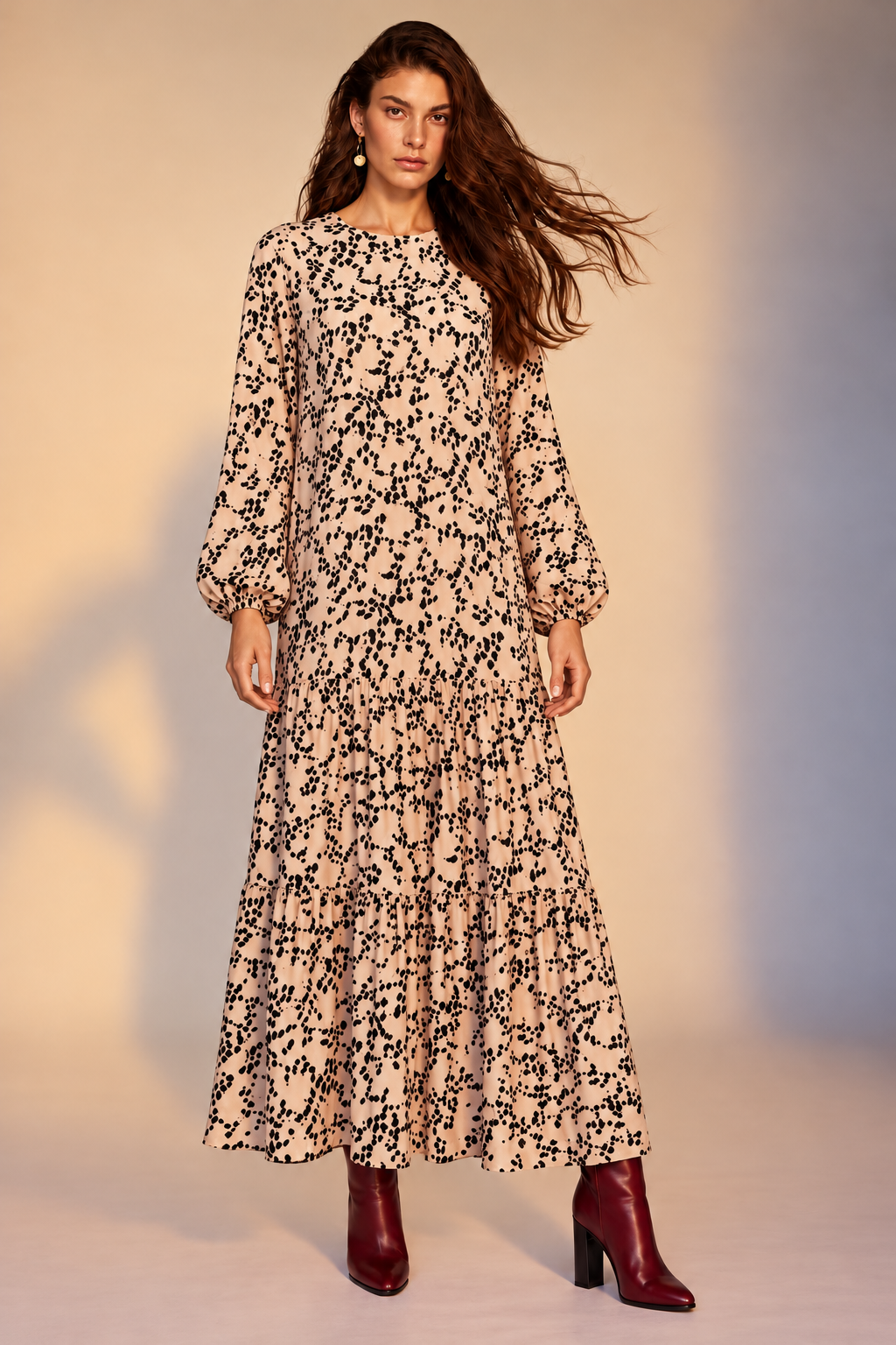 Minuu by Sourloulou- Mista Leopard Maxi Φόρεμα με Διακριτικό Animal Print