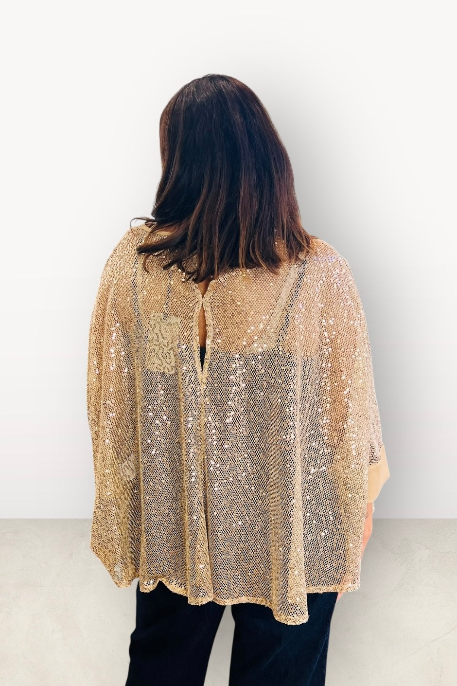 Figaro - Μπλούζα Δικτυωτή με Σατέν Λεπτομέρειες σε Χρυσή Απόχρωση