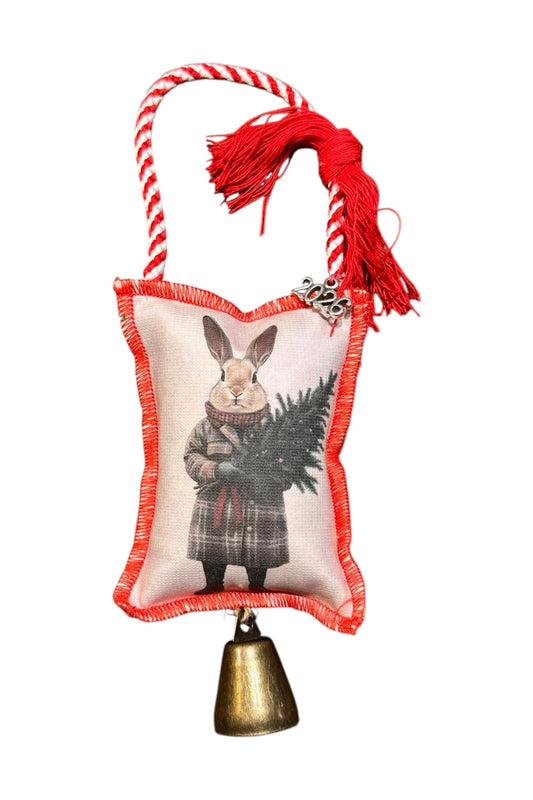 Maria Davilla - Χειροποίητο Γούρι Μαξιλαράκι Με Κουδουνάκι Christmas Rabbit
