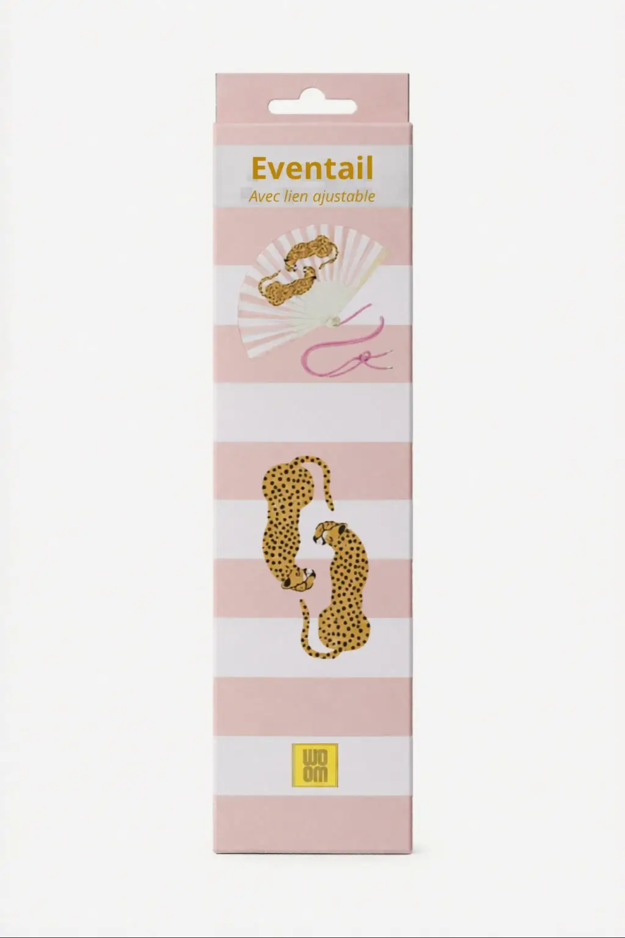 Woom – Pink Stripes Leopard Βεντάλια με Λουράκι Ώμου & Gift Box