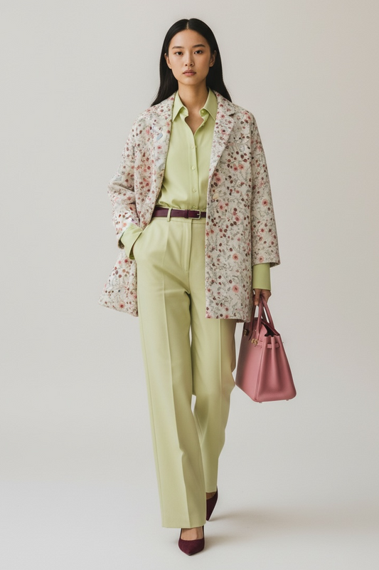 Charizma -  Statement Πανωφόρι Μπροκάρ με Ανάγλυφα Μοτίβα & 3/4 Μανίκια Μπουμπούκια