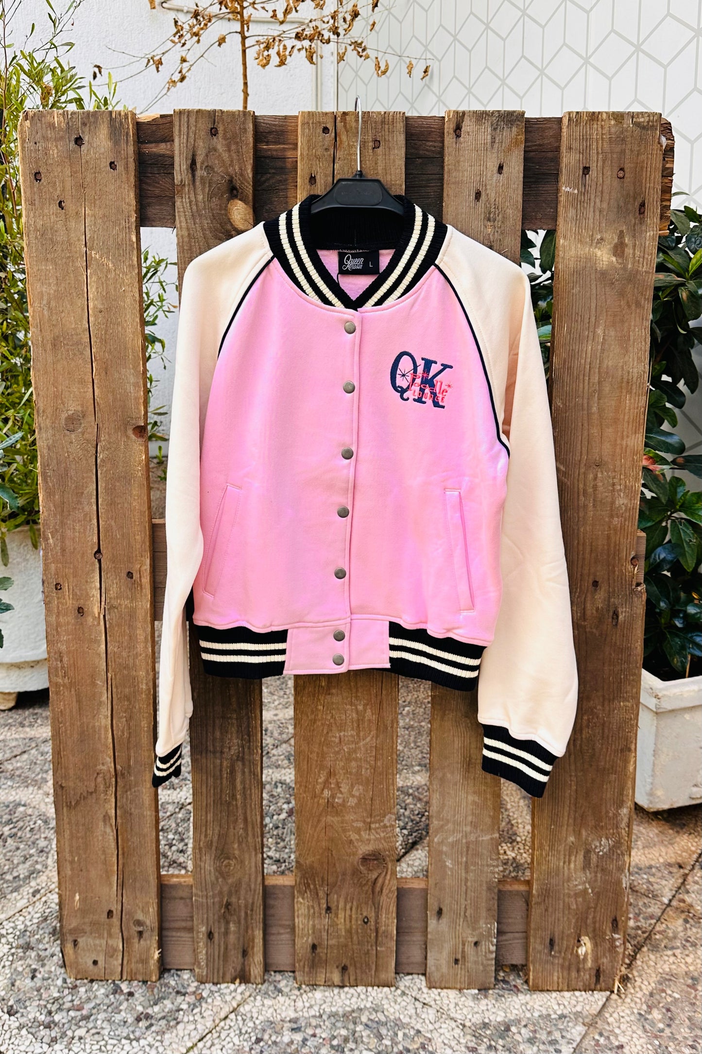 Queen Kerosin - Κολεγιακό Τζάκετ «Poodle Lounge» Ροζ