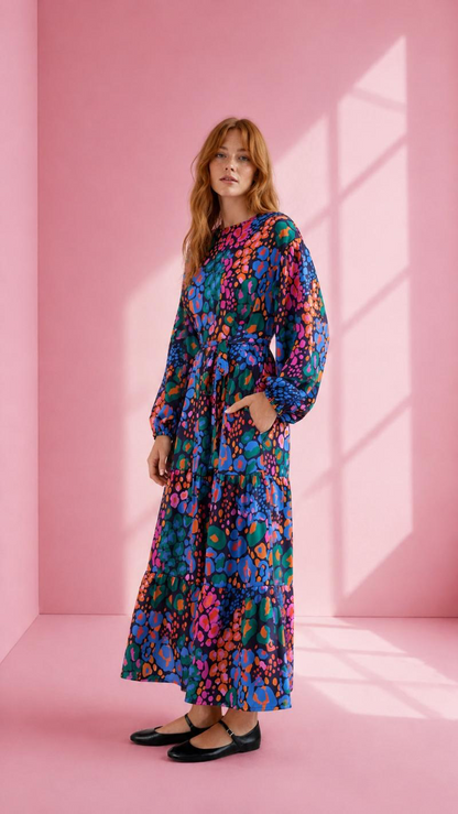 Minuu by Sourloulou- Mista Maxi Φόρεμα με Πολύχρωμο Abstract Print