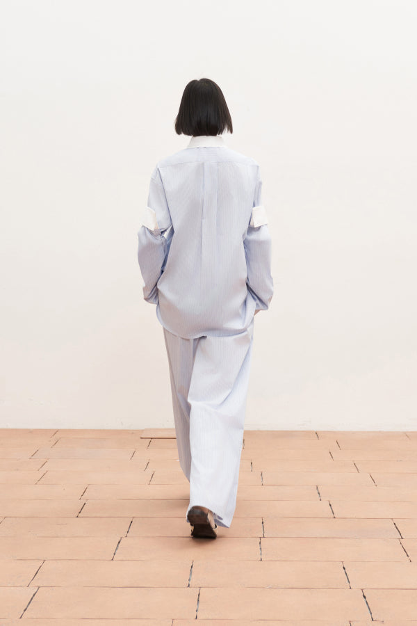 Lumina - Ριγέ Παντελόνι Γαλάζιο