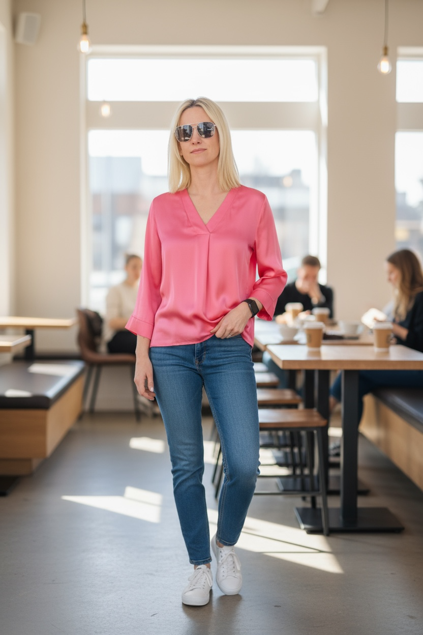 Cache Cache - Μπλούζα Σατέν Με Μακρύ Μανίκι Rosso