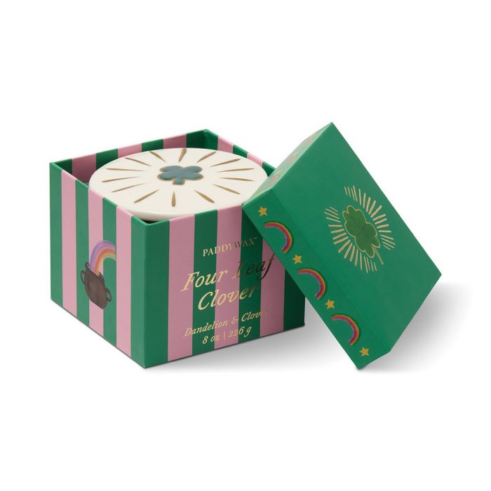 Paddywax Charmed  - Green 4 Leaf Clover - Dandelion & Clover κερί σόγιας σε πράσινο γυάλινο δοχείο 226gr