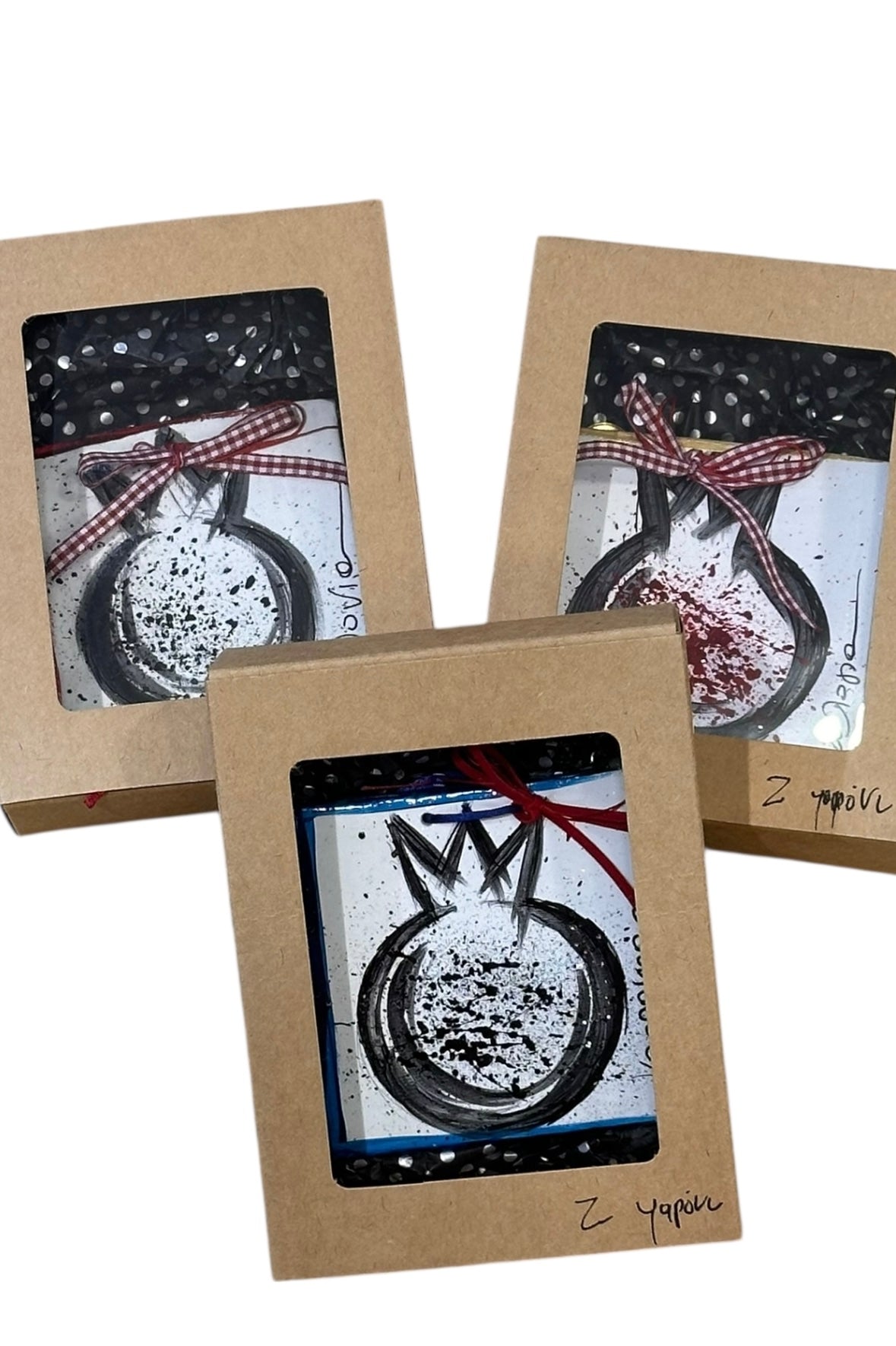 Ψαρόνι - Κεραμικό Γούρι Πλακάκι Ρόδι Χρυσό