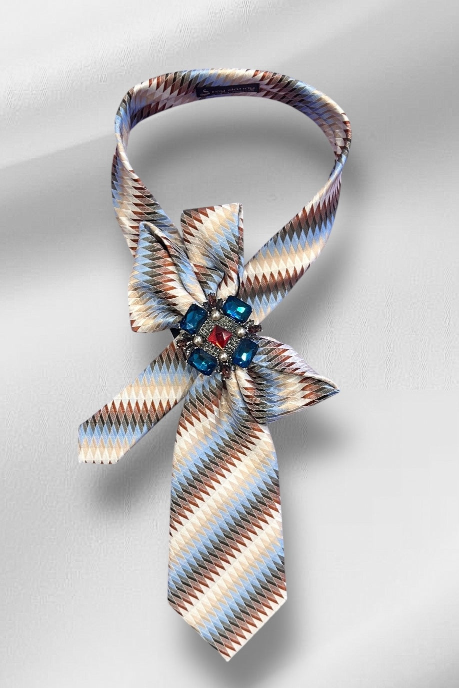 My Dandy- Earthly Delight Ascot Necktie Mε Ζακάρ Μοντέρνο Μοτίβο Από Ρίγες