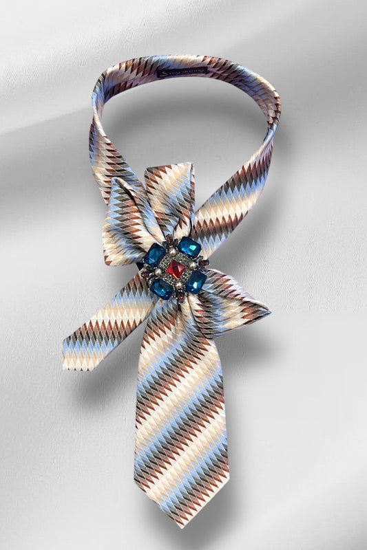 My Dandy- Earthly Delight Ascot Necktie Mε Ζακάρ Μοντέρνο Μοτίβο Από Ρίγες