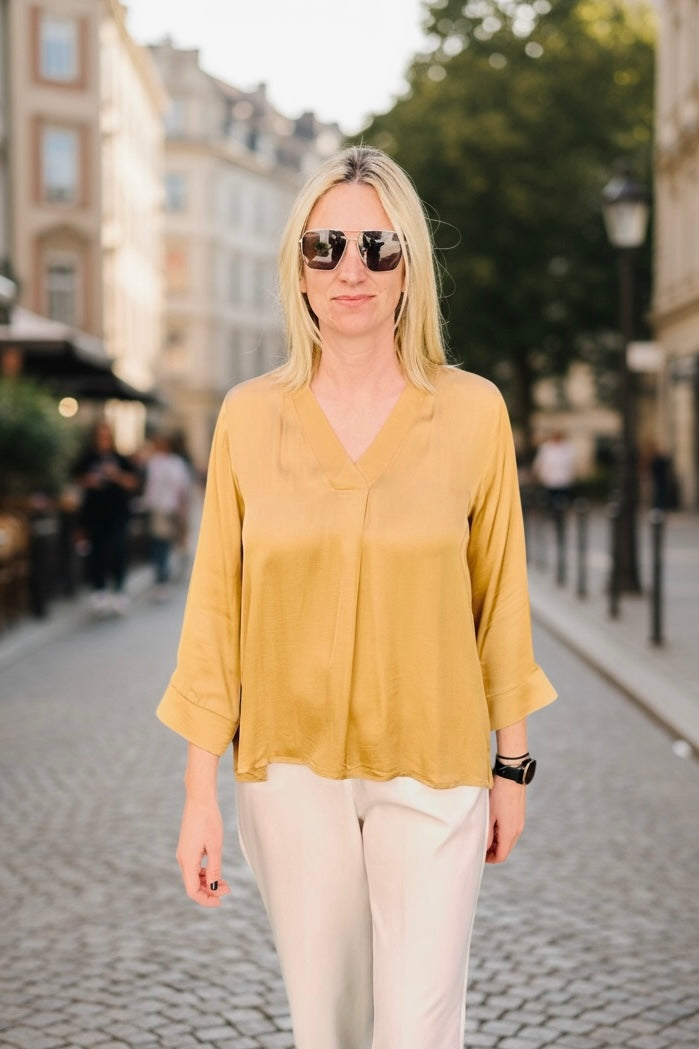 Cache Cache - Μπλούζα Σατέν Με Μακρύ Μανίκι Mocha