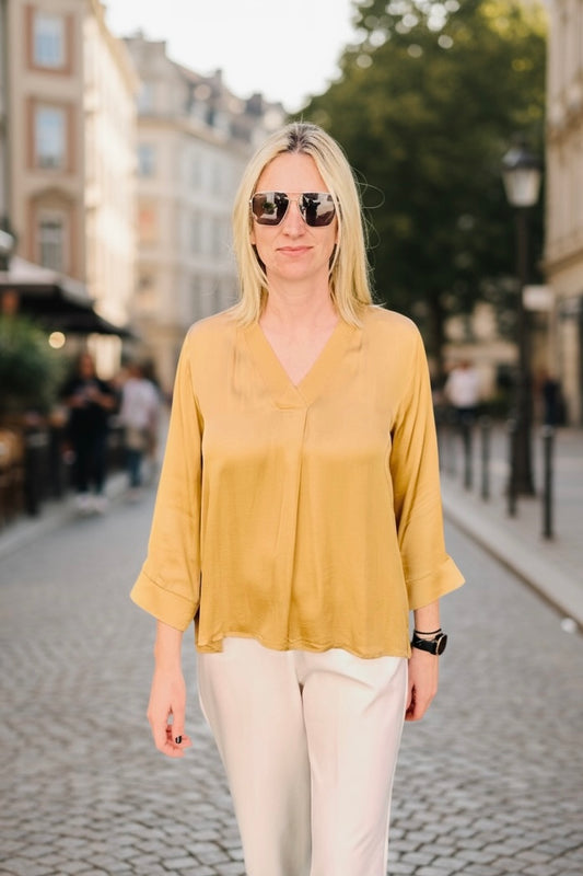 Cache Cache - Μπλούζα Σατέν Με Μακρύ Μανίκι Mocha