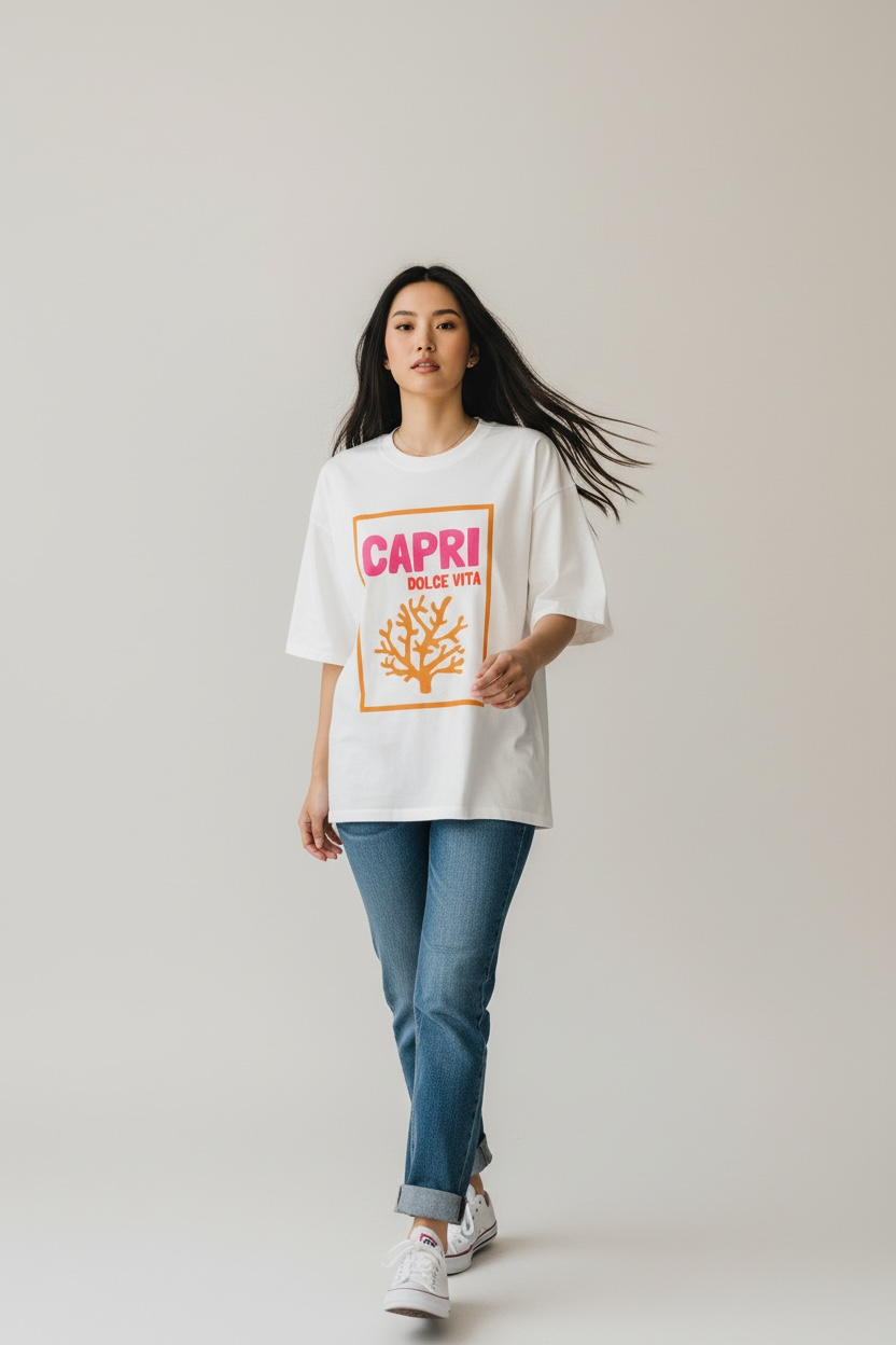 New Age Oversized Μακό T-shirt Capri Dolce Vita