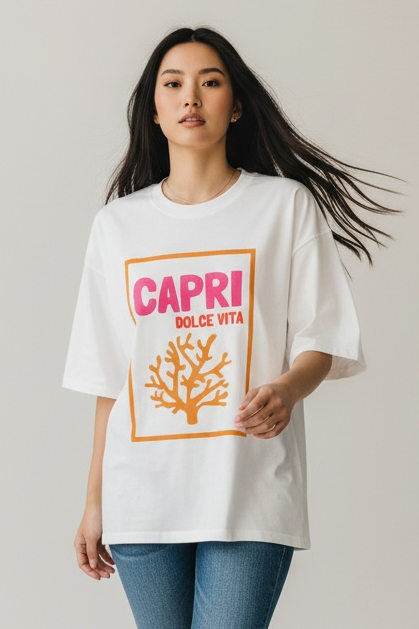 New Age Oversized Μακό T-shirt Capri Dolce Vita