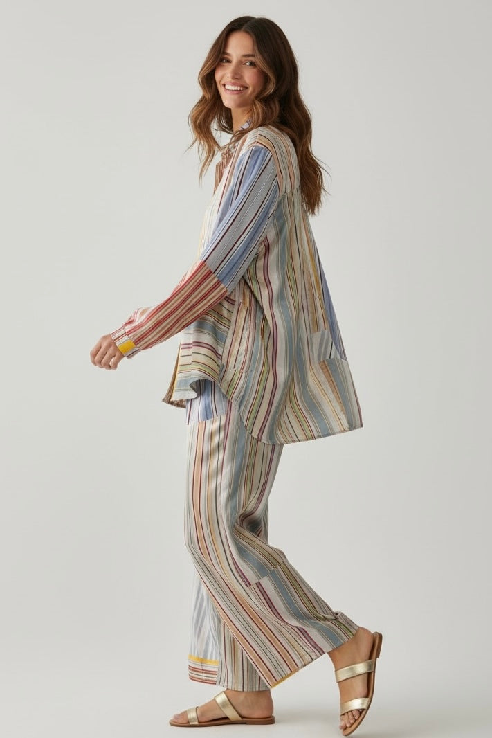 Charizma - Σετ Πουκάμισο & Παντελόνα Σατέν Ριγέ