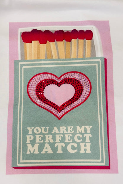Unitee - Λευκό Μακό T-Shirt με Στάμπα «You Are My Perfect Match»