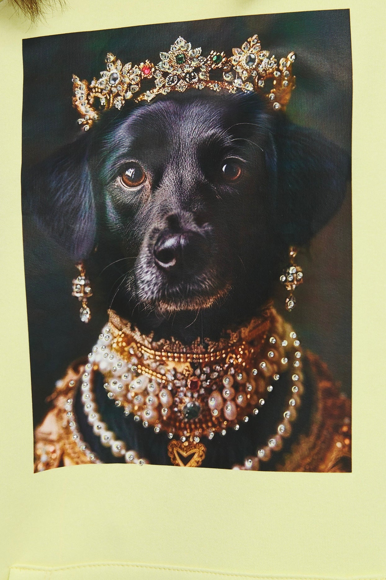 Unitee- Φούτερ Μπλούζα Κίτρινο με Κουκούλα με Σκύλο με Κορώνα