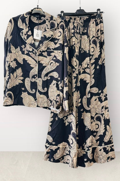 Lumina - PJ Chic Style Σετ Παντελόνα με Πουκαμίσα σε Λαχούρια Μαύρο