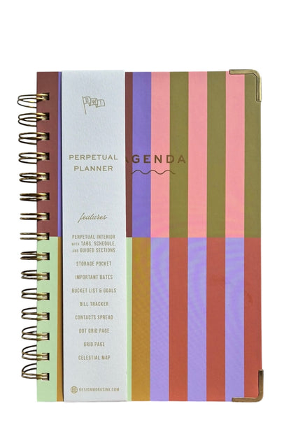 Designworks Agenda Planner Stripes  - Ετήσια Ατζέντα Mε Σπιράλ Βιβλιοδεσία χωρίς Ημερομηνίες