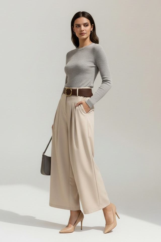 Charizma - Παντελόνα Extra Size Με Πιέτες Εκρού