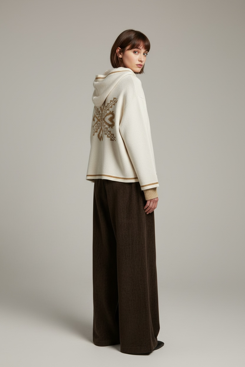 Figaro - Πλεκτή Κοντή Ζακέτα Hoddie Knit Μπεζ