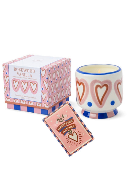 Paddywax A dopo Hearts - Κεραμικό κερί σόγιας, Rosewood Vanilla 226gr
