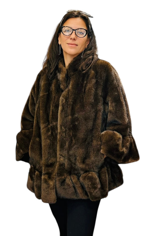 Charizma - Συνθετική Γούνα με Βολάν Καφέ