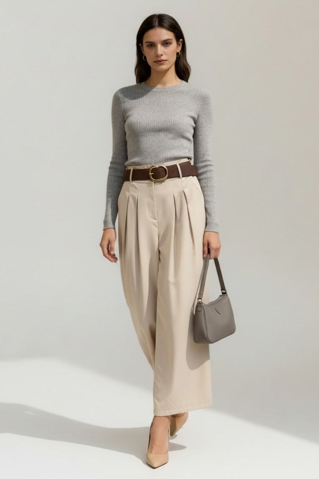 Charizma - Παντελόνα Extra Size Με Πιέτες Εκρού