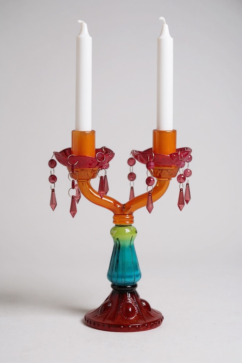 Χρωματιστά Γυάλινα Κηροπήγια στυλ Murano 2 τεμ