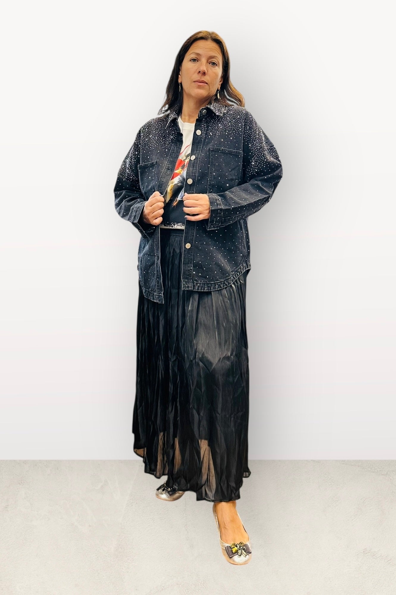 Charizma  - Starlight Jean - Τζιν Πουκάμισο ή Μπουφάν Με στρας Μαύρο