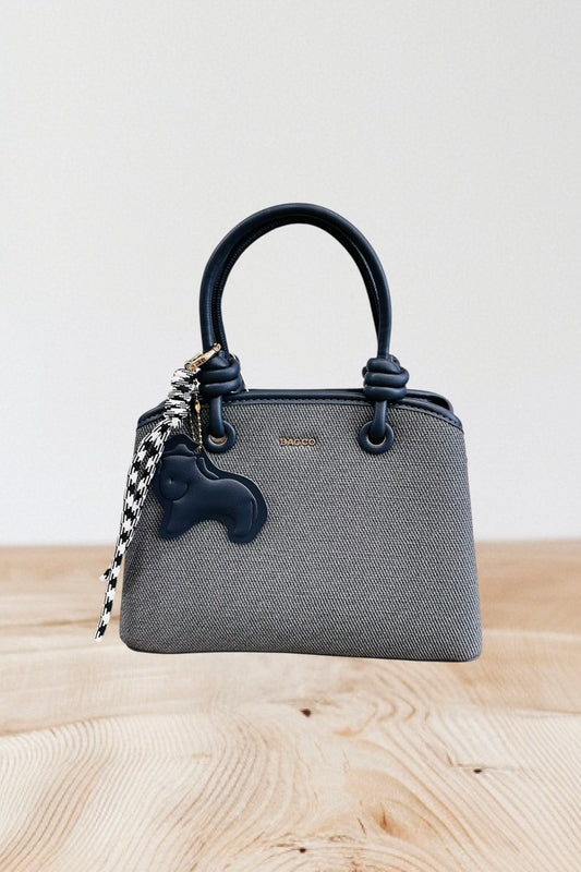 BAGCO - Τσαντάκι Χειρός & Ώμου με Διακοσμητικό Charm Μπλε