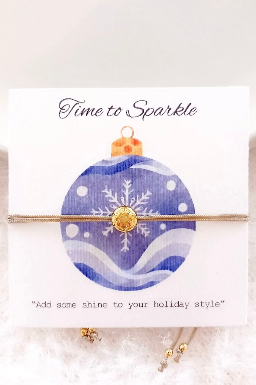 Queen Handmade Creations - Βραχιόλι Χιονοστιβάδα με Χρυσό Επιχρυσωμένο Στοιχείο σε Κάρτα Δώρου