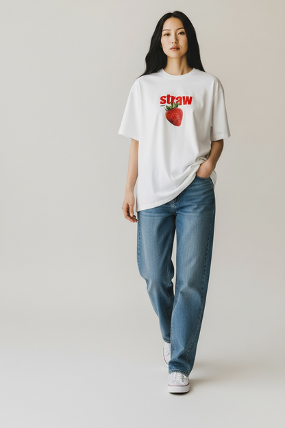 New Age Oversized Μακό T-shirt Strawberry
