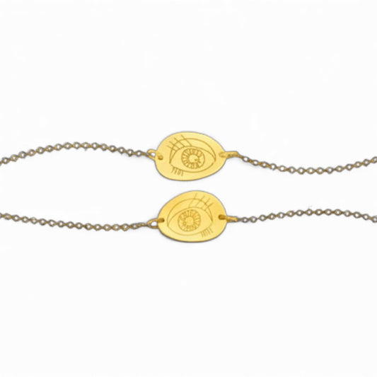 Pavlina Verouki Classic Eyes - Χειροποίητο Ασημένιο Βραχιόλι  Βότσαλο Μάτι Μεγάλο