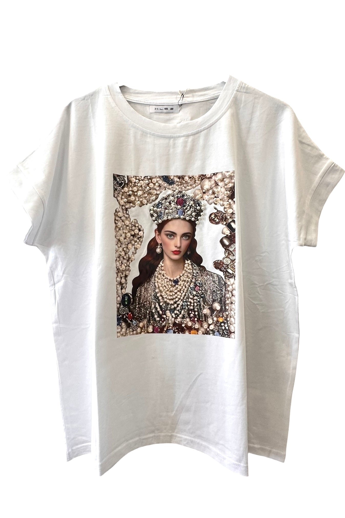 Charizma - Λευκό Μακό T-Shirt με Στάμπα Empress