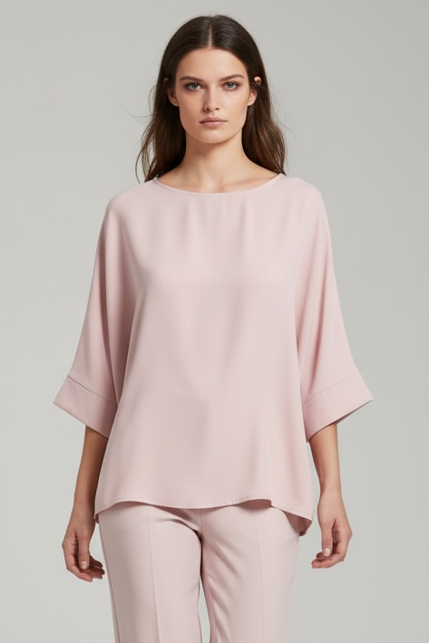 Charizma - Αέρινη Παστέλ Ροζ Μπλούζα με Νυχτερίδα Μανίκια