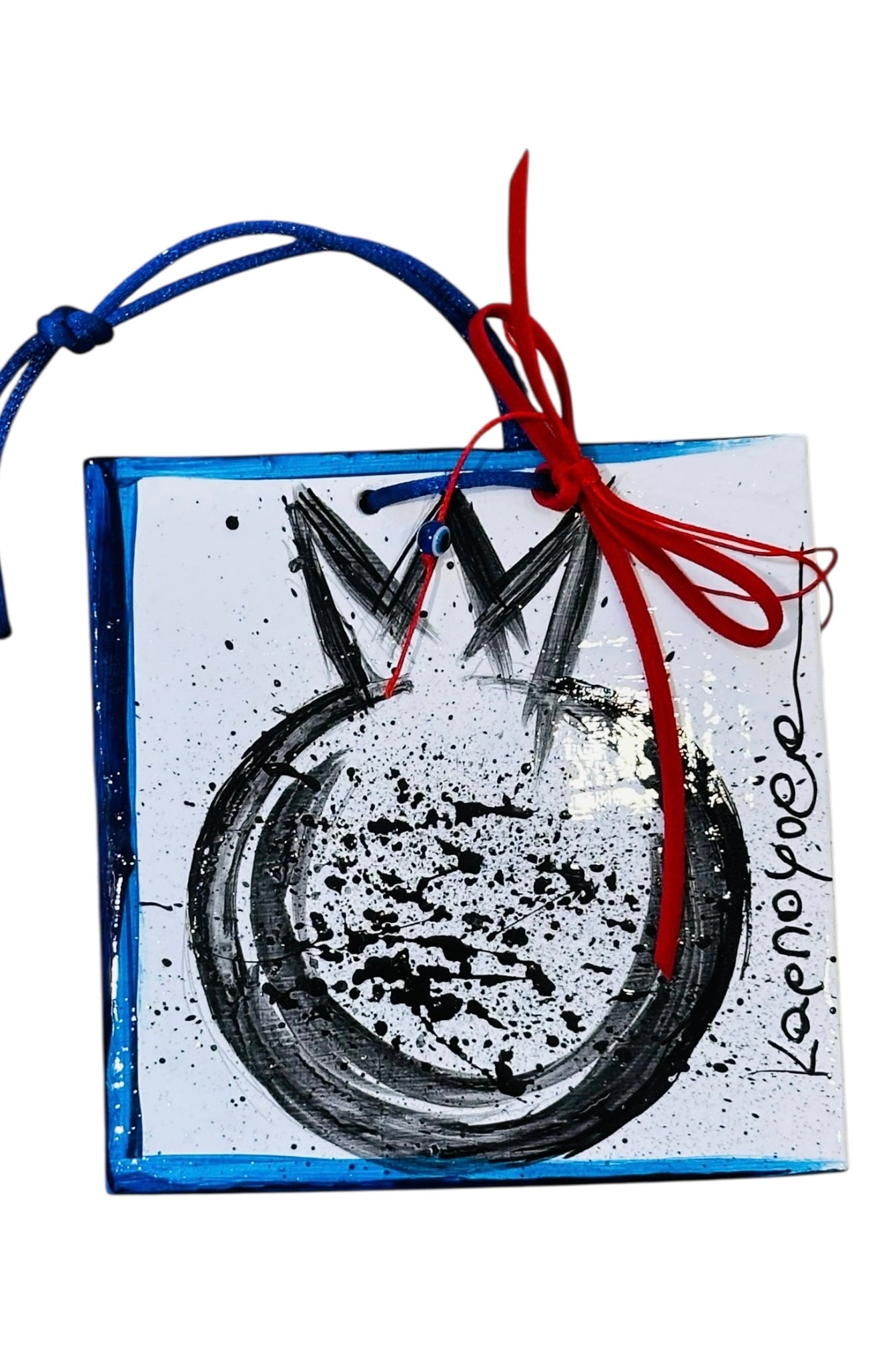 Ψαρόνι - Κεραμικό Γούρι Πλακάκι Ρόδι Μπλε