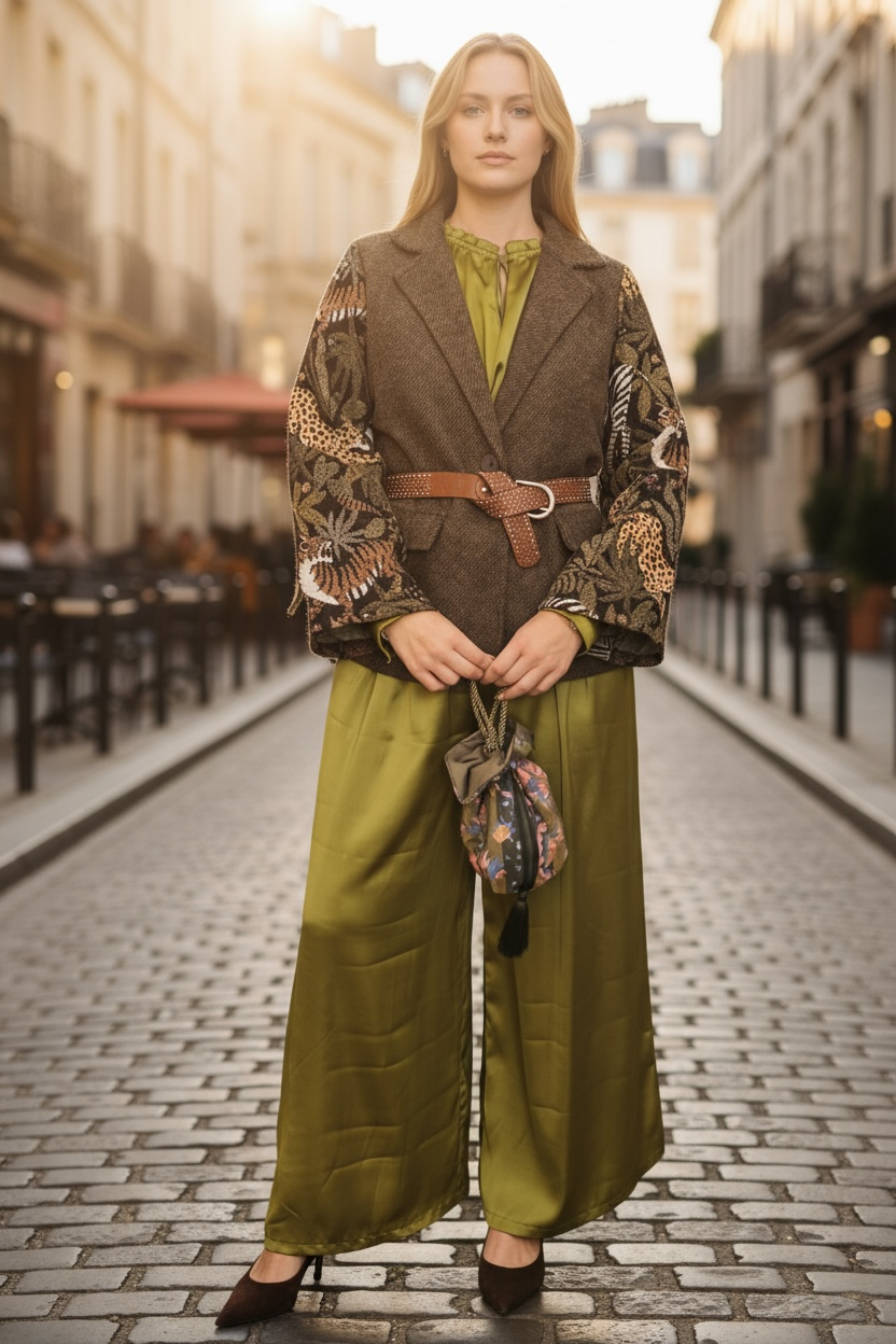 Charizma - Καφέ Σακάκι με Μπροκάρ Μανίκια