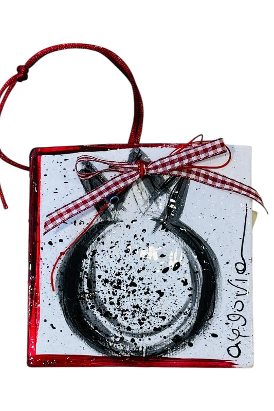 Ψαρόνι - Κεραμικό Γούρι Πλακάκι Ρόδι Κόκκινο