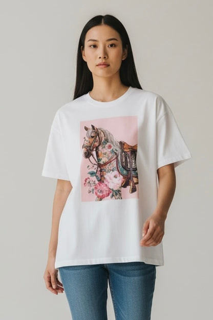 Charizma - Oversized Μακό T-Shirt Roses Horse 26