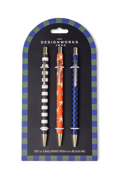 Designworks A Dopo Stripe, Star & Check – Σετ 3 Στυλό Με Διαφορετικά Σχέδια