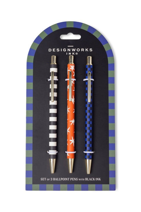 Designworks A Dopo Stripe, Star & Check – Σετ 3 Στυλό Με Διαφορετικά Σχέδια