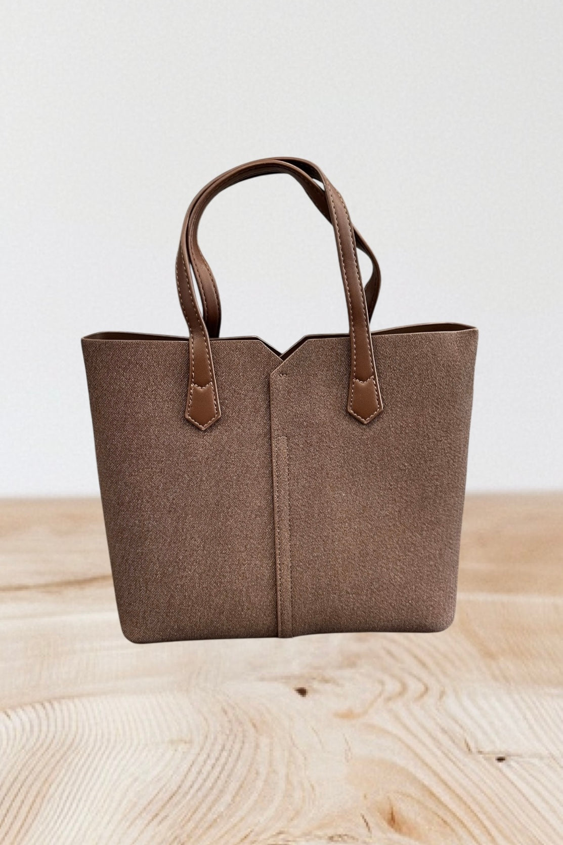 Charizma - Τσάντα Χειρός, Ώμου & Χιαστί σε Καφέ Υφασμάτινη Υφή με 2 Λαβές