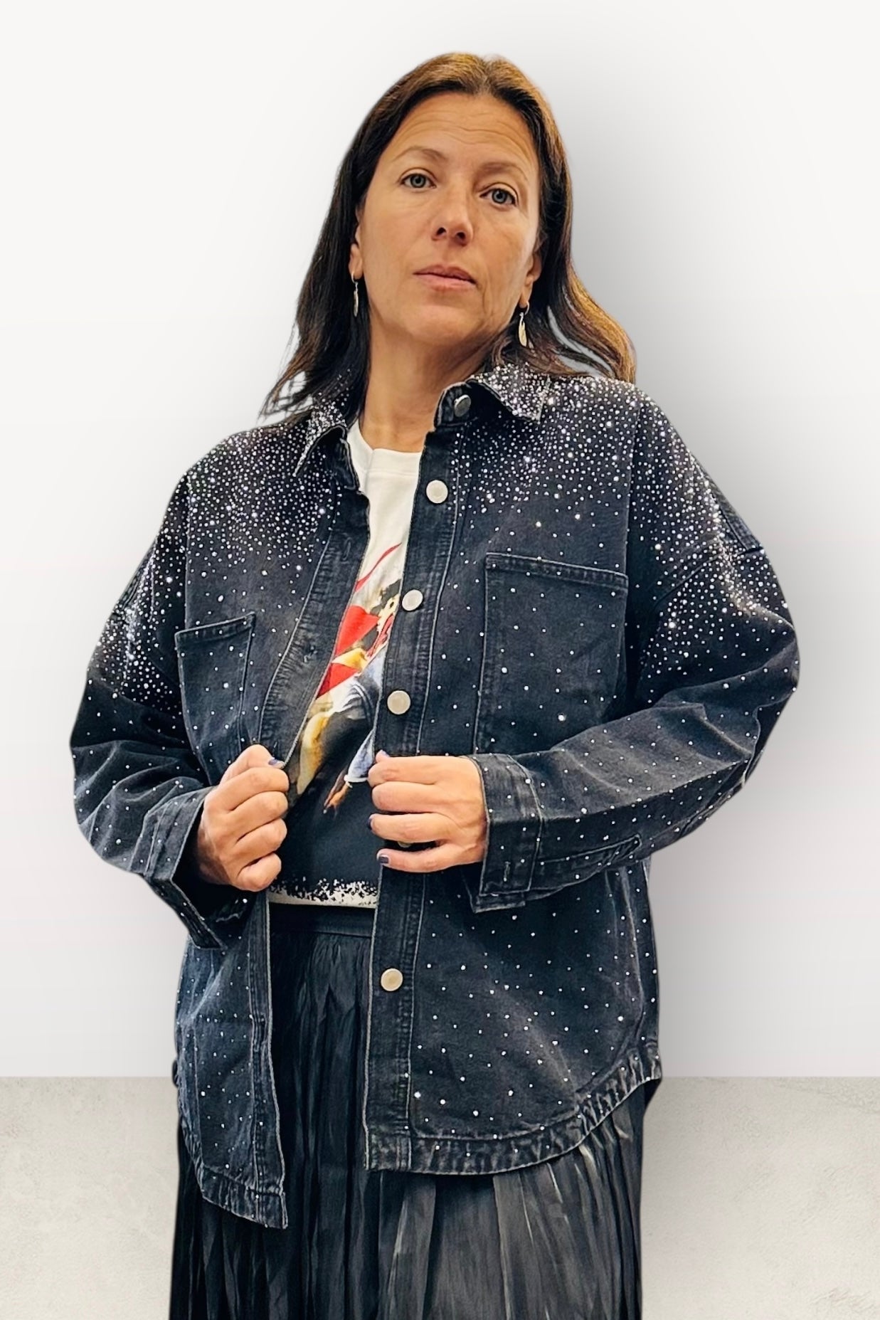 Charizma  - Starlight Jean - Τζιν Πουκάμισο ή Μπουφάν Με στρας Μαύρο